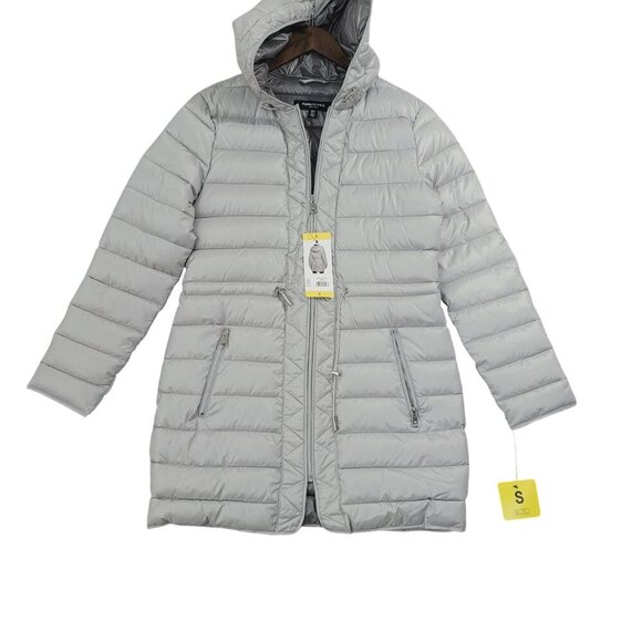 NEW Kenneth Cole Womens S  Puffer Coat With Hood Lightweight Quilted Polyester - Picture 1 of 7